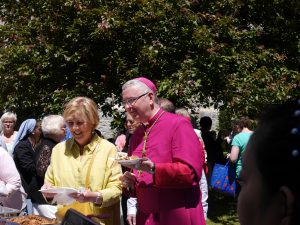 Bishop Mark joins the celebration in the Cathedral Garden